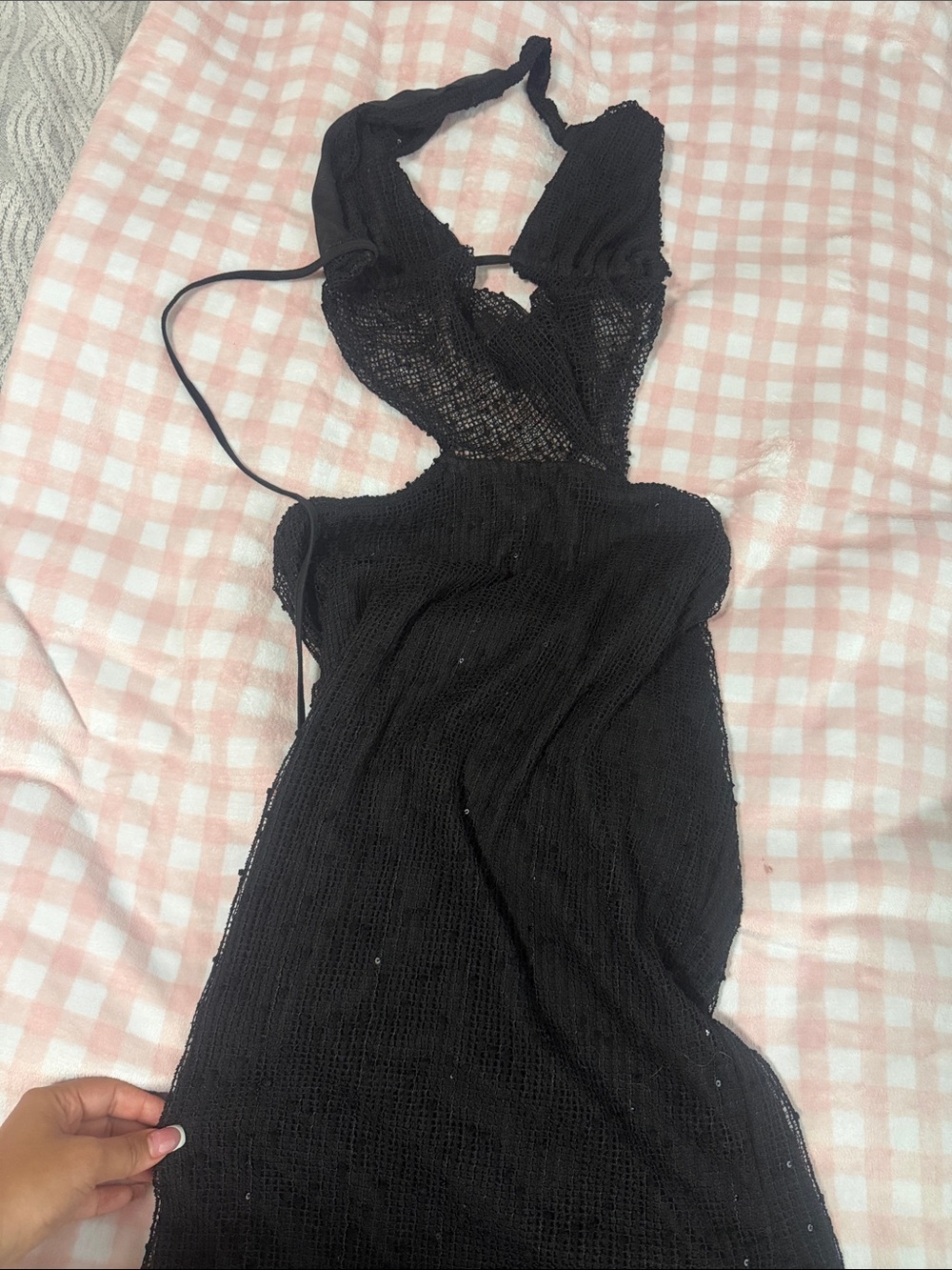 Fashion Nova Black Backless Halter Knit Dress